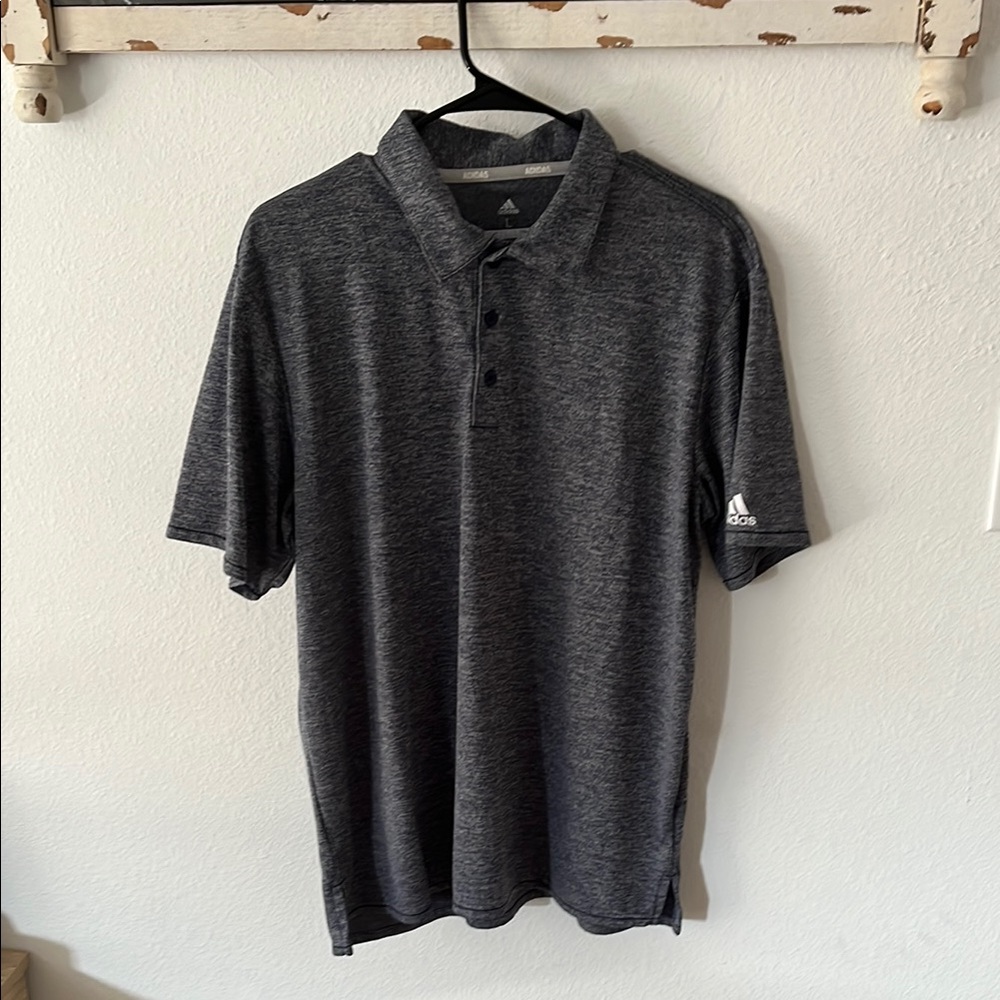 Adidas Gray Golf Polo Shirt Heathered Comfort